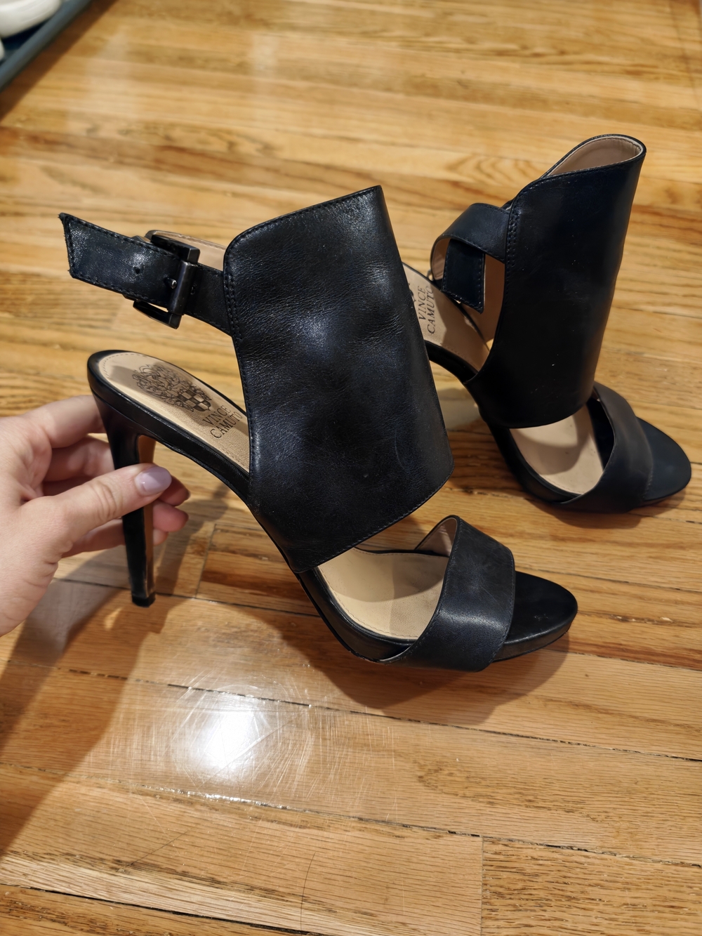 Vince Camuto Black Open-Toe Slingback High Heels